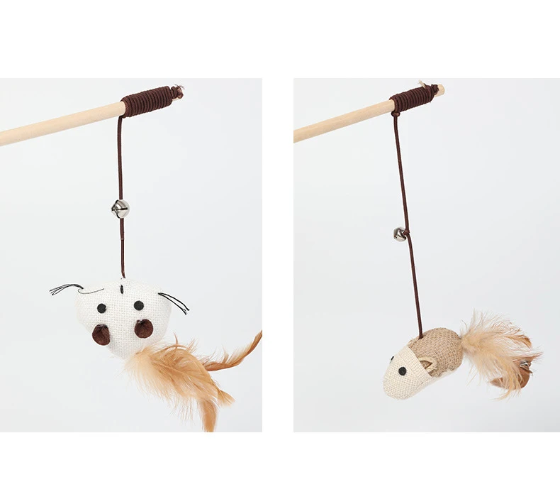 Fashional Cat Interactive Scratch Guard Stick Feathers Cat Fishing Catnip Toys