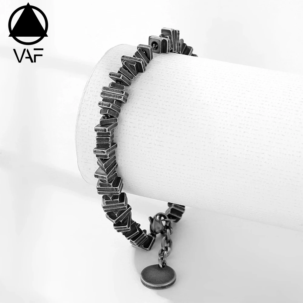 VAF 20 + 5 см винтажный геометрический блок браслет античное серебро настраиваемый гравированный маленький Etiqueta de bloques apilados