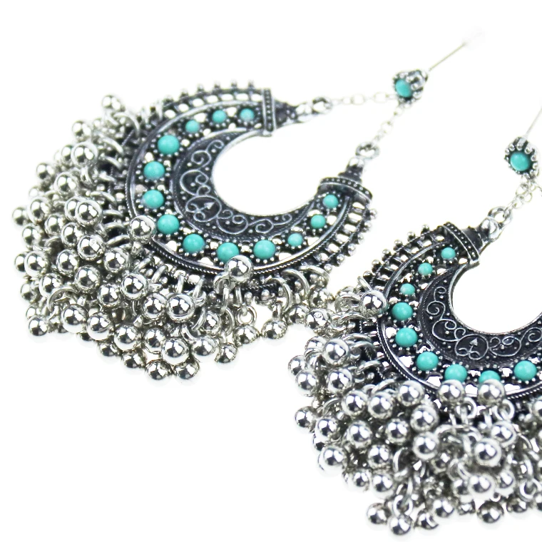 Vintage Design Traditional Bali Indian Ethnic Small Balls Dangle Earrings with Beads