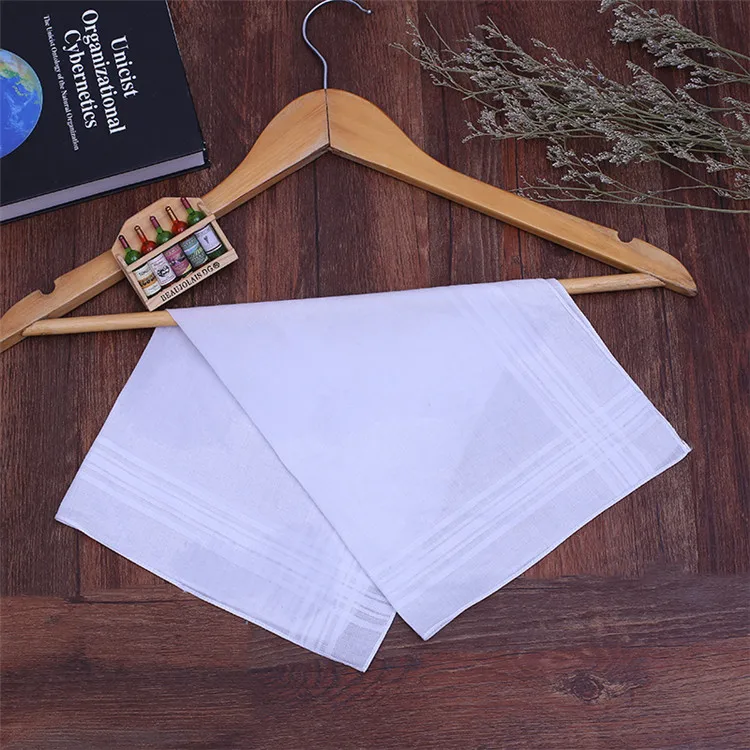 
Good quality wholesale white color soft 100% cotton handkerchief for gift 