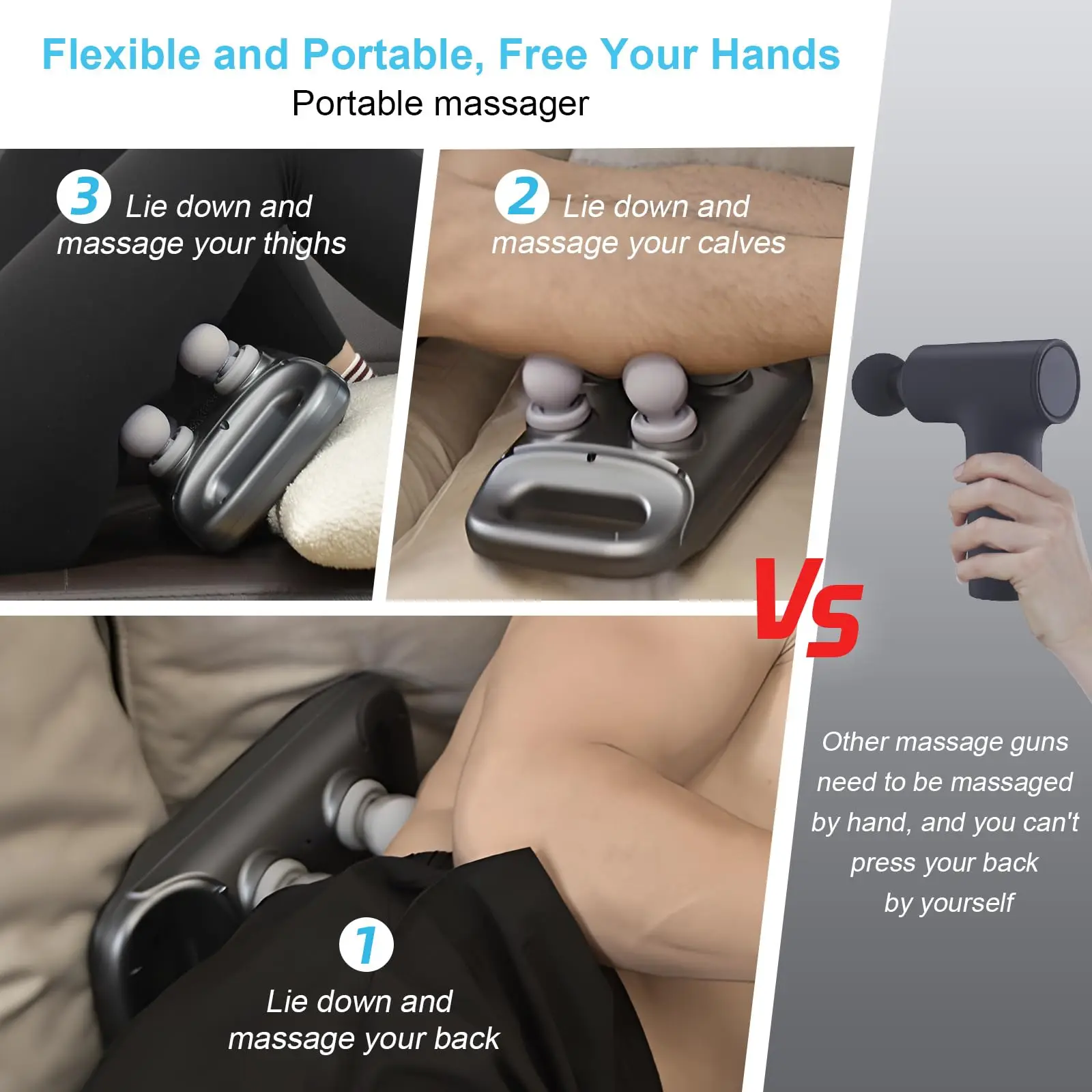 healthpal 4 head percussion neck deep tissue vibration body muscle mini massage gun deep tissue for pain relief deep tissue