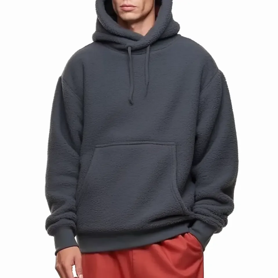 Wholesale customized logo double layer heavyweight hoodie tight neck with hood hoodie berber Fleece big and tall wear hoodie