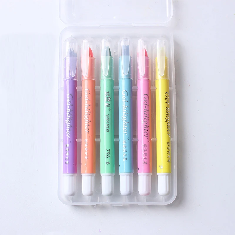 Solid No Bleed Gel Highlighters for Bible Pastel Color Smooth Write Gel Highlighter Pens Assorted Colors 12pcs Set Eco-friendly