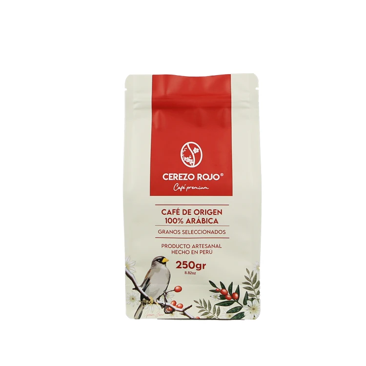 Eco Friendly Personal Design Logo Recyclable 250g 350g 500g 1000g Custom Color Eight-Sided Sealed Coffee Bag Package