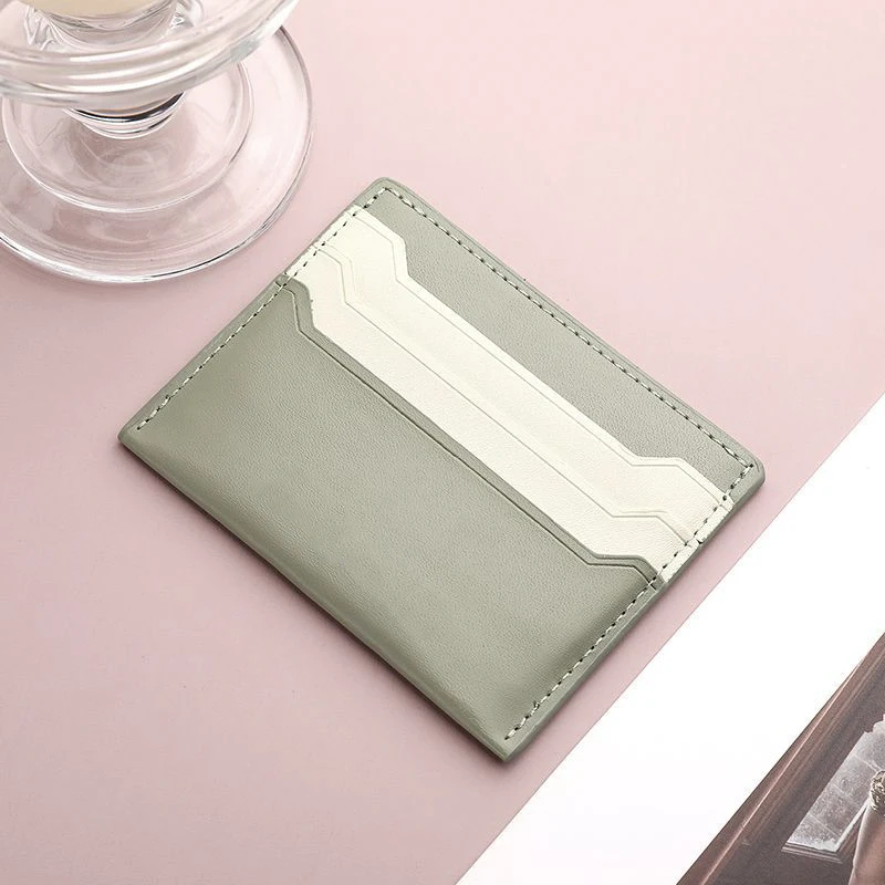 Custom Money Clip Front Pocket Wallet Men Soft PU Leather Compact Slim Minimalist Card Holder PVC Coin Purse For Women