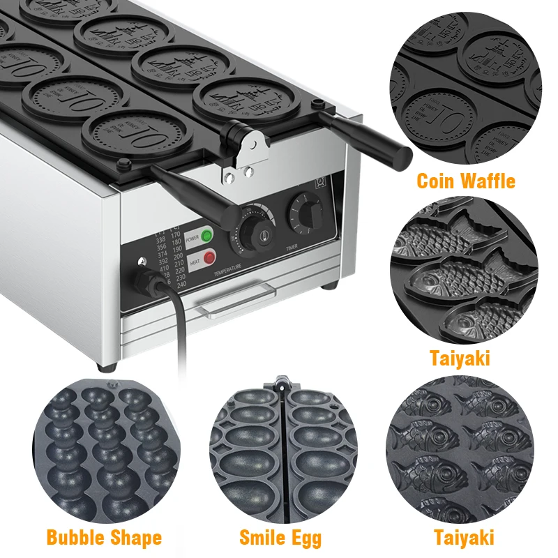 Electric Commercial Industrial Vertical Four Spaces 10 yen Coins Waffle Maker Machine