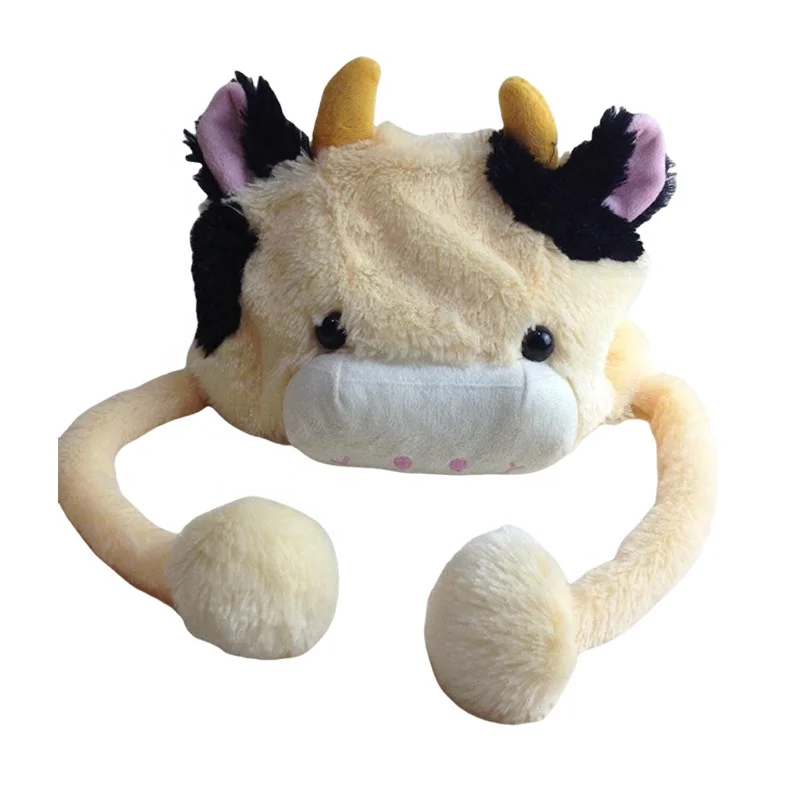 OEM/ODM Cute Stuffed Animal Head Hats Stuffed Animal Pig Lion Bear Tiger Plush Hats Kids Winter