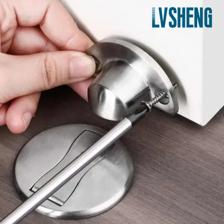 Magnetic Stainless Steel Glass Floor Door Stopper Adjustable Outside Decorative Magnet Door Stop