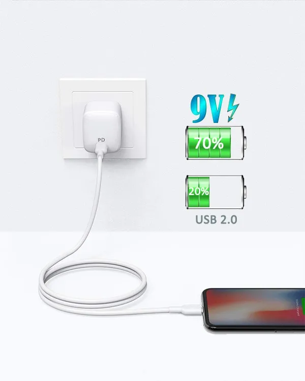 wholesale on stock charging cable cell phone accessories 9V PD USB C type fast charge phone cable