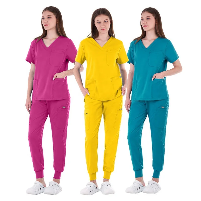 Factory Wholesale Pet Hospital Fashionable Women Doctor Custom Logo Nursing Medical Printing Cartoon Jogger Scrubs Uniforms Sets