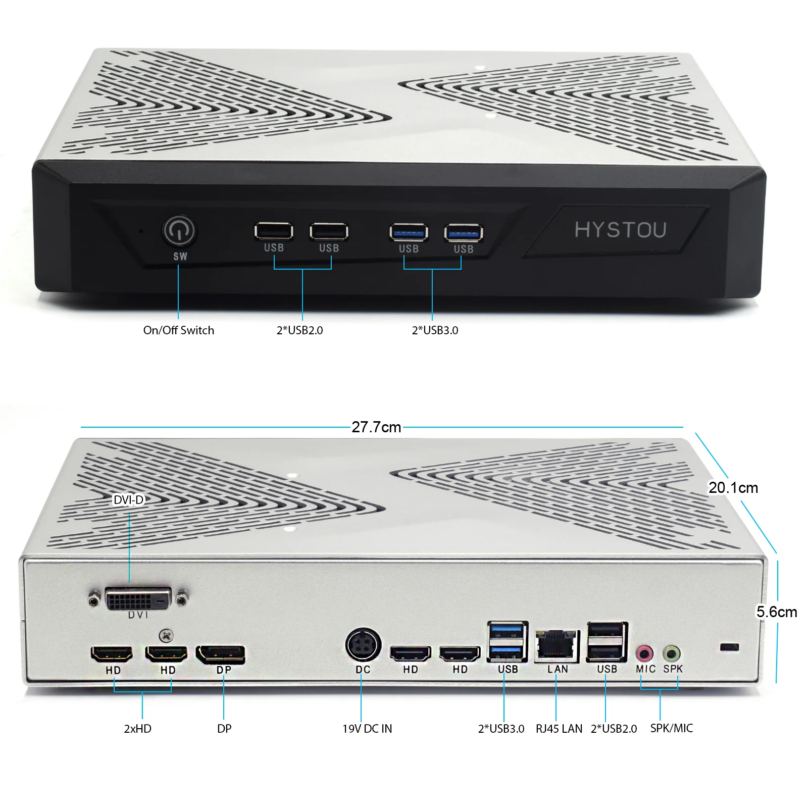 HYSTOU High Quality GTX 1650 GDDR5 Gaming Mini PC i7 i5 i3 Eight Ports Gaming Factory Price Computer