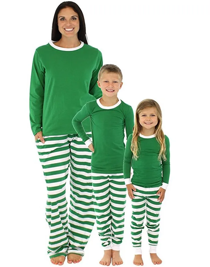  2021 Christmas Pajamas Red White Stripe Pjs Set Green Sets Matching
