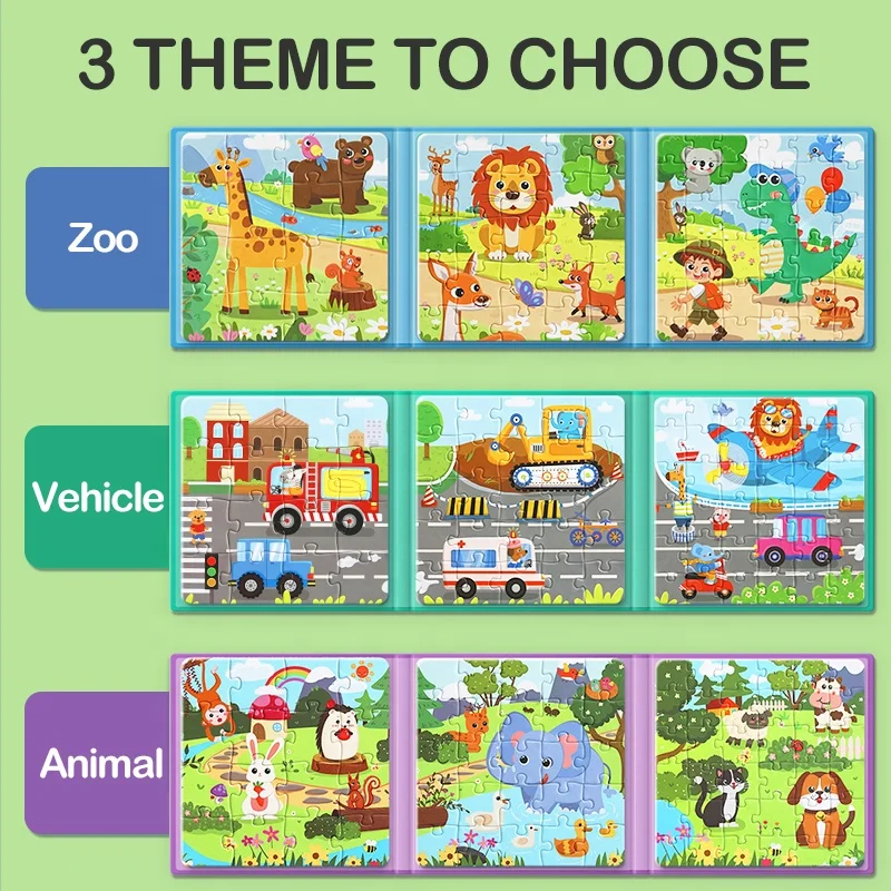Newest design huixue educational 3-6 age kids playing magnetic jigsaw puzzle book