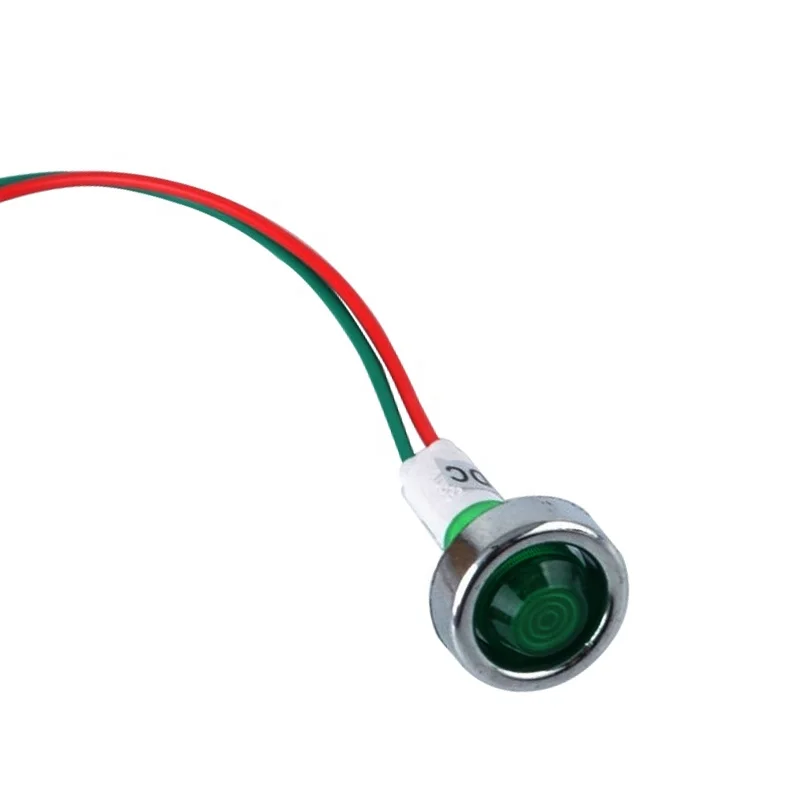Yueqing Factory DC12V DC24V AC220V AC380V 10mm Neon Signal Lamp XD10-7 Indicator Lamp Light with 20CM wire