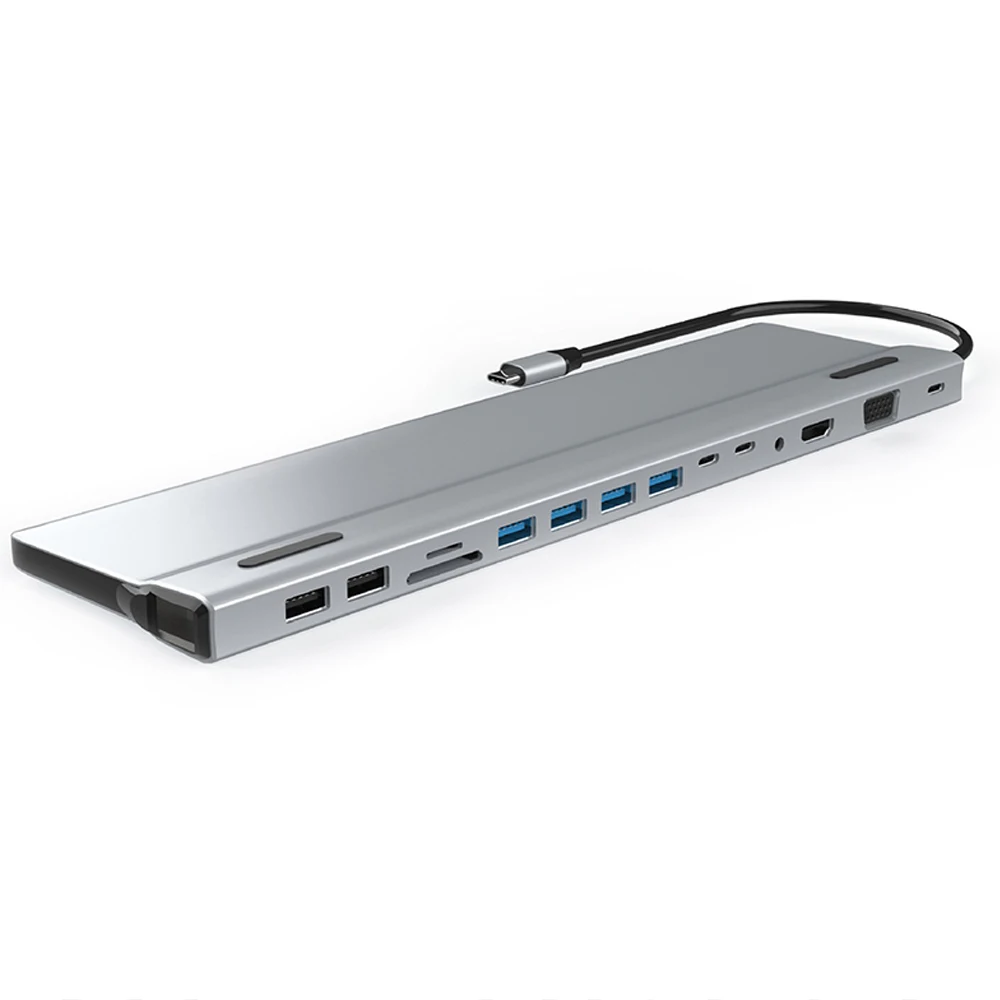 Индивидуальный логотип 14 портов USB C док-станция USB3.0 адаптер подставка для ноутбука Type-C Все в одном концентраторы