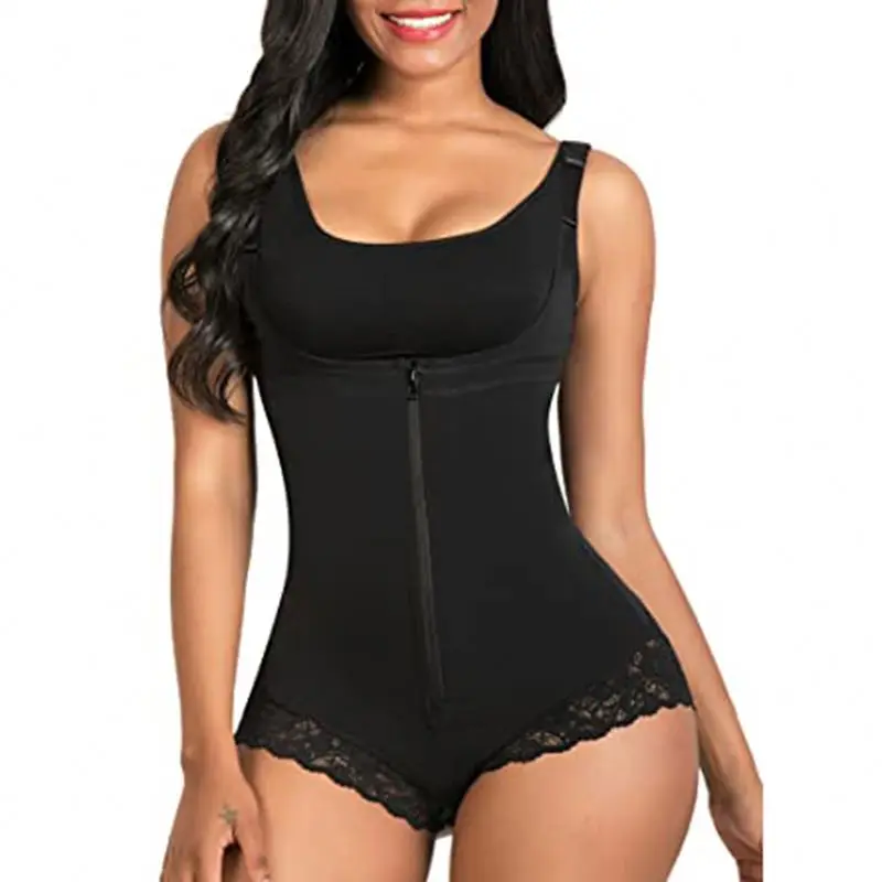 Wholesale 2021 Hourglass Zipper Tummy Control Colombianas Women Bodyshapers De Mujer Fajas Body Shaper Thong Shapewear Bodysuit