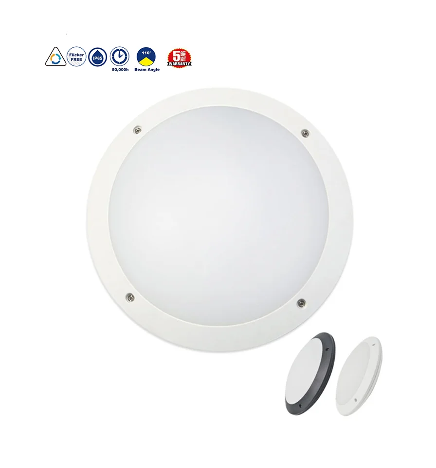 Светодиодная перегородка IP65 IK10 3 CCT & 3-мощный датчик движения ABS белый черный Наружный интегрированный круглый настенный