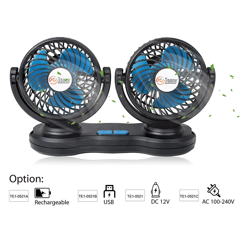 Oscillating Dual-Head Car Fan Versatile 12V/24V Cooling Solution for Trucks Vans and Small Vehicles Brushless Motor fan
