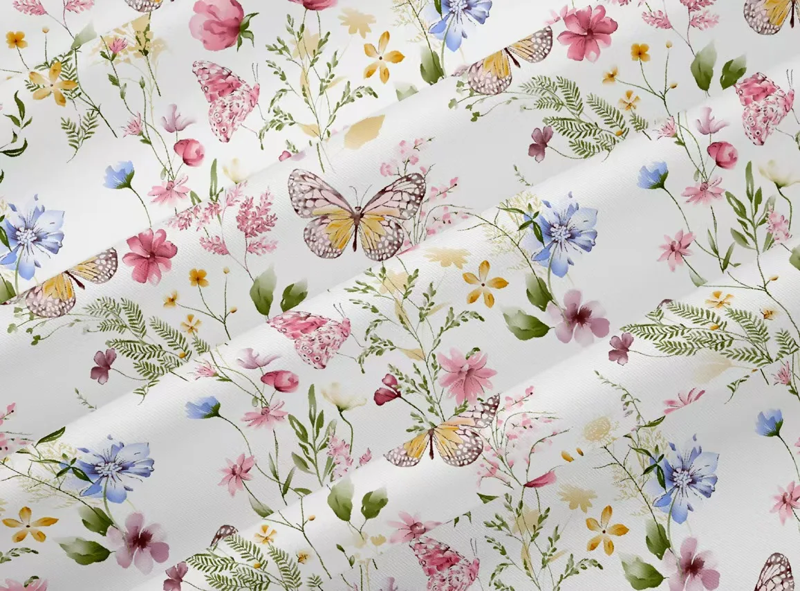 new design butterfly printed cotton fabrics for making baby clothes