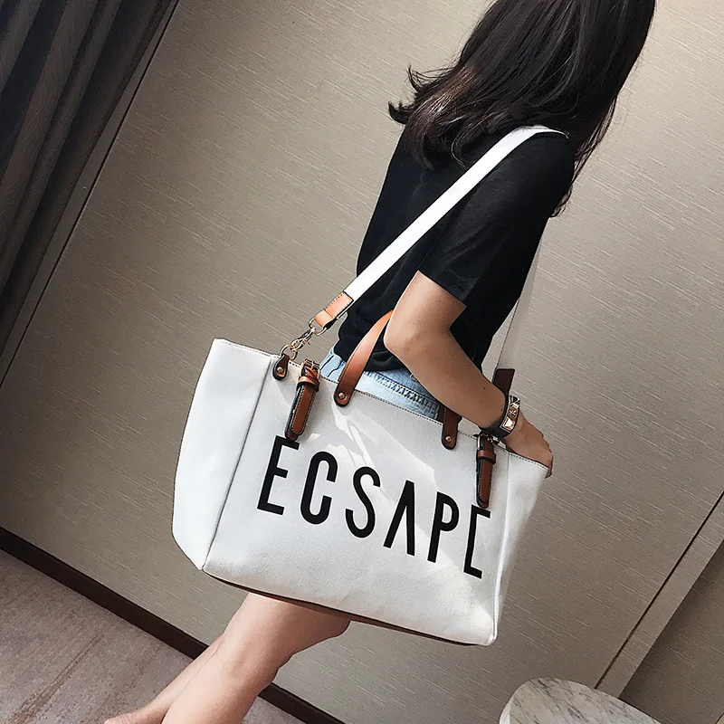 High Quality Cotton Canvas Leisure Handbag Fashion Women Handbag With Shoulder Strap Large Capacity Shopping Shoulder Bag