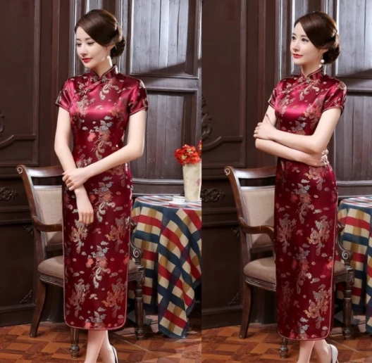 chinese traditional dress fashion design long cheongsam evening dresses qipao Dragon and Phoenix