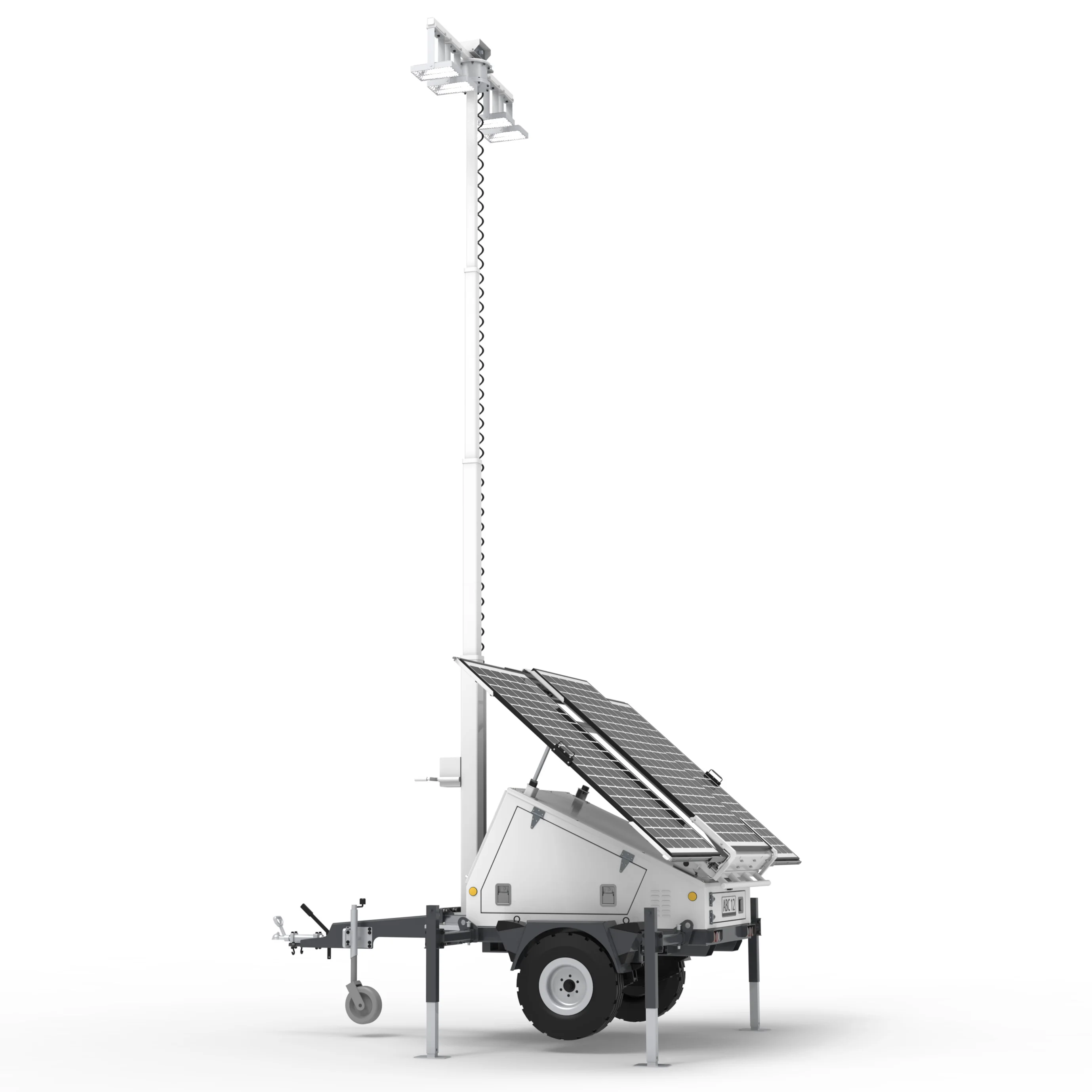 Powered Mobile Lighting Trailer with Telescopic Mast LED Solar Light Tower