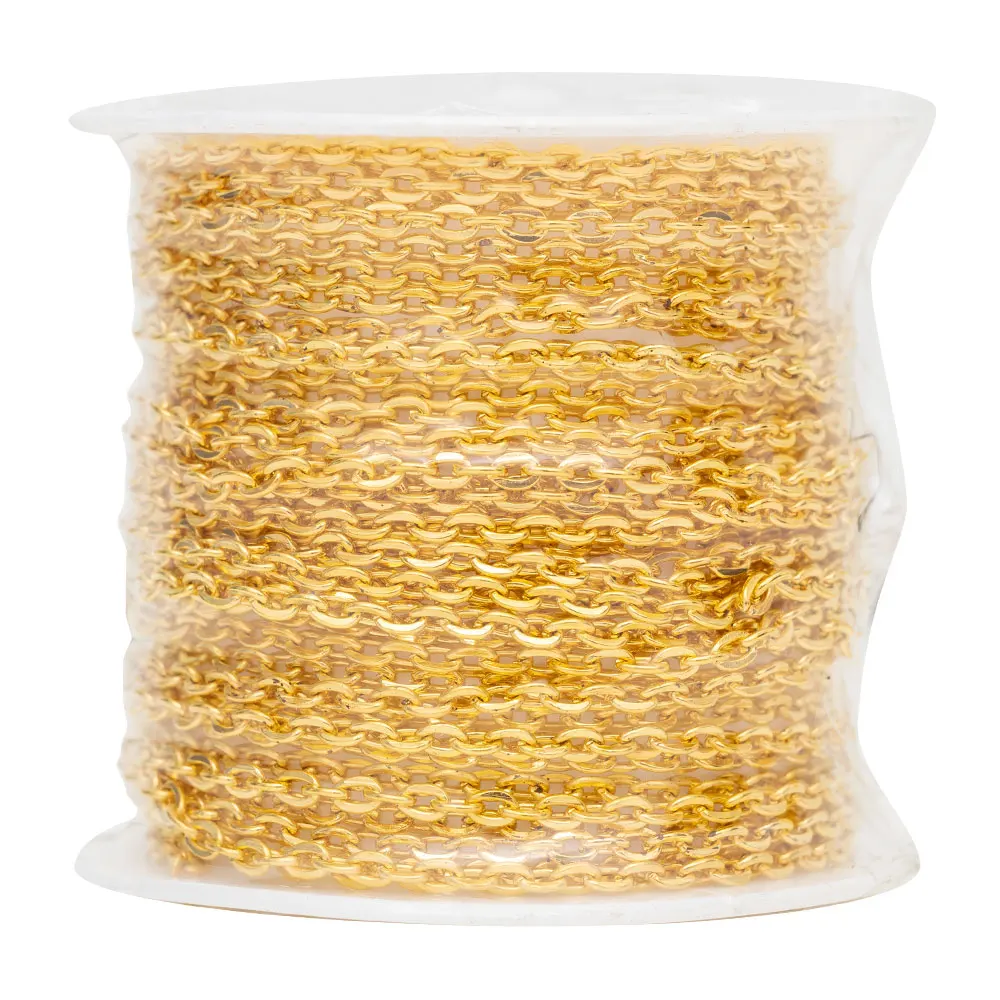 Custom Iron Roll Women Men Gold Necklace Bulk Chain Cable Spool unfinished chain semi-finished flat thin chain