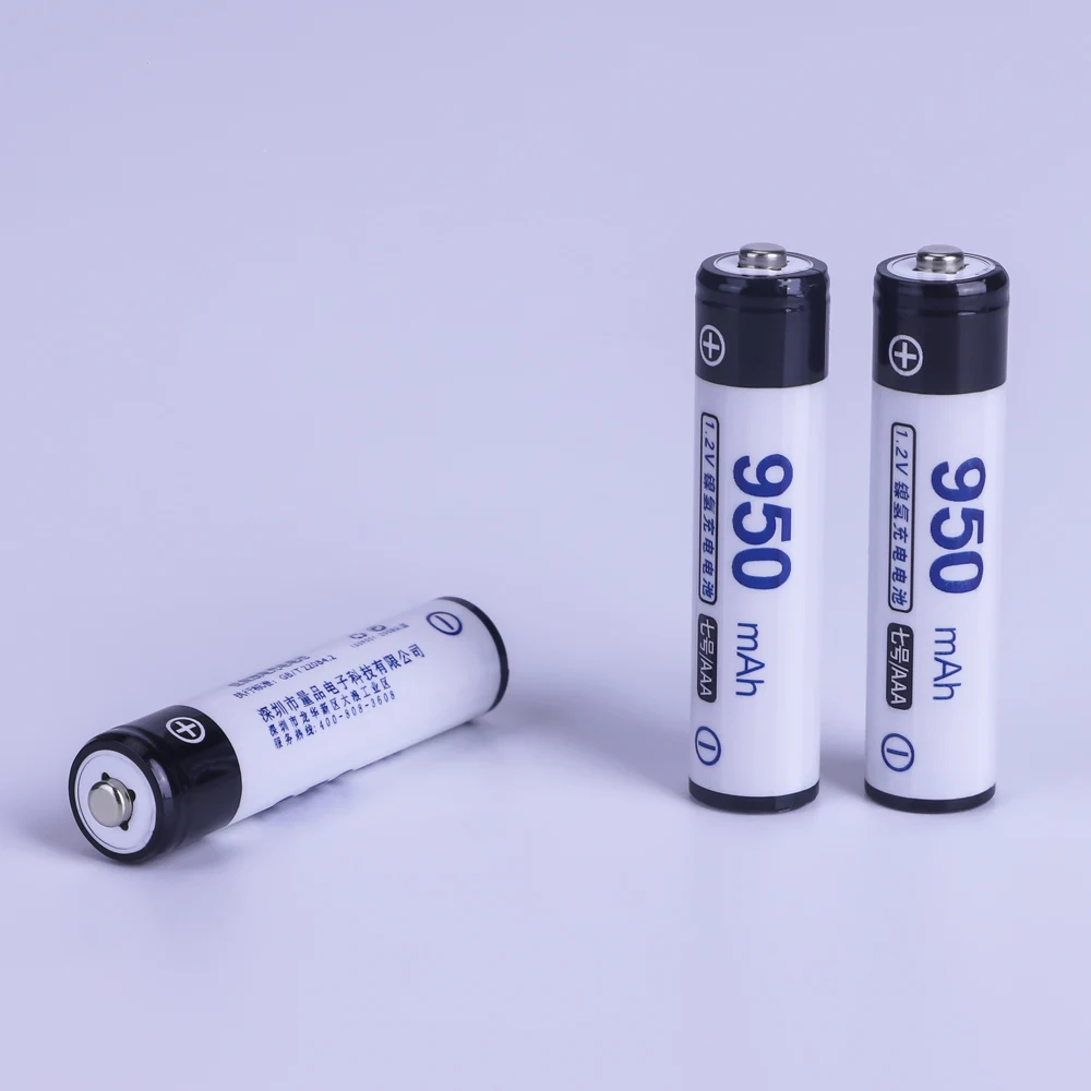 Low Self-Discharge 1.2V 950mAh Ni-MH AAA Rechargeable Batteries CE Certified for Clocks Toys Power Tools Consumer Electronics