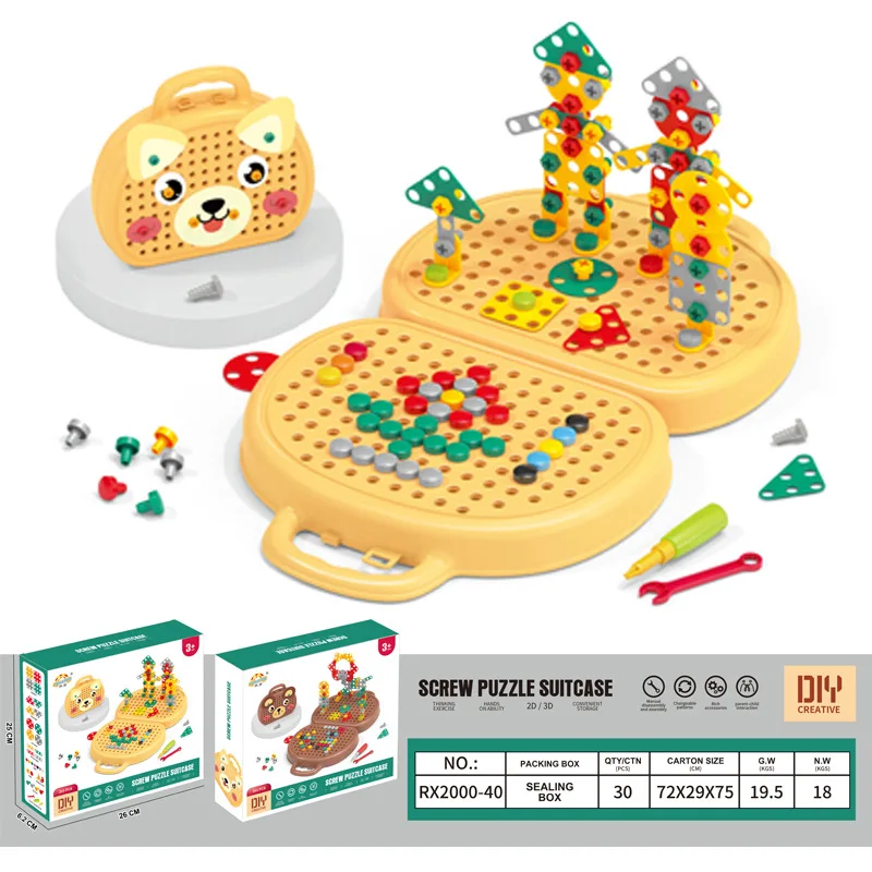 Tool Box Toy Assembly Toy Mini Diy Wooden Hot Sell Children For Kids Wood Style Garden Color Package Repair Tools Toy