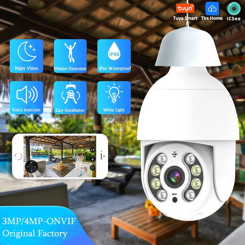 Outdoor Security Cameras 360 3MP Smart Bulb Camera Manufacturer Full Color Night Vision 360 WiFi Camera Home Guard