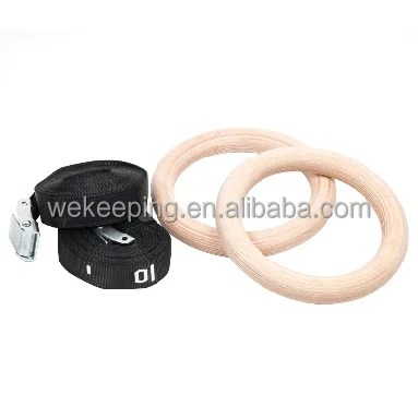 Wholesale Custom Adjustable Non-Slip Straps Wooden Gymnastic Gym Rings