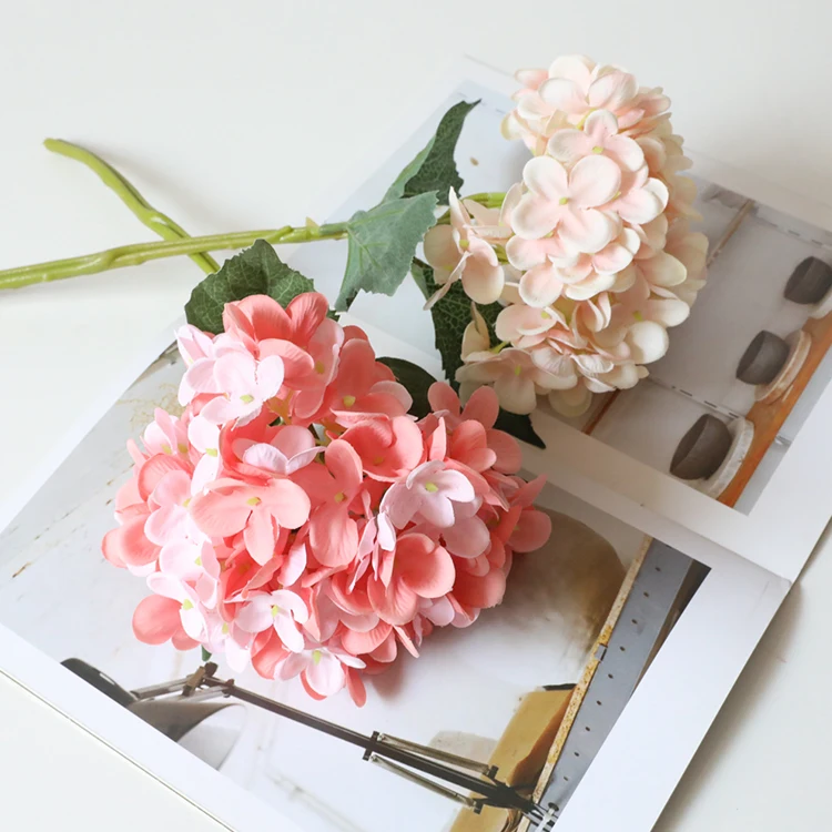 wholesale artificial realist fabric real touch white large hydrangea flower bunches price