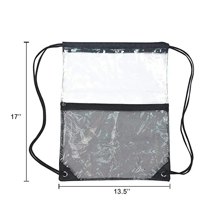 Clear Drawstring Bag Clear Gym Drawstring Backpack for Stadium, Concert Fans, Travel and Works