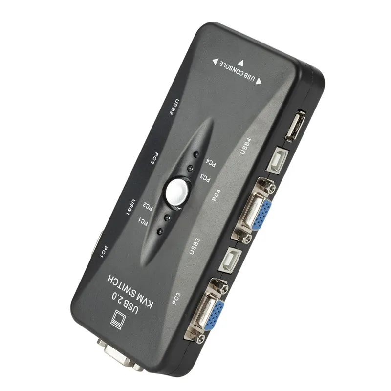 USB 2 0 4-портовый концентратор KVM VGA/SVGA распределительной коробки адаптер подключается принтер Intelli клавиатуры и мыши 4 компьютеров используют 1