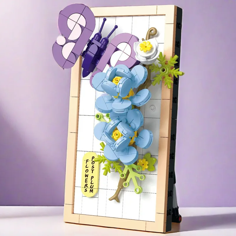 New arrived kids education toy DIY mini bricks photo frame house decoration flower building block sets for adults