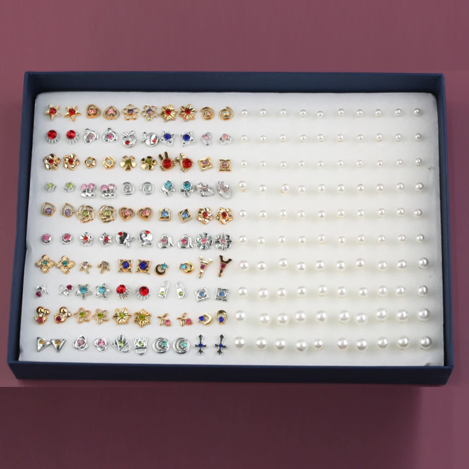 Cartoon Fashion Fresh Creative Korean Animal Flower Geometric Shape Boxed Plastic Stud Earrings Earrings