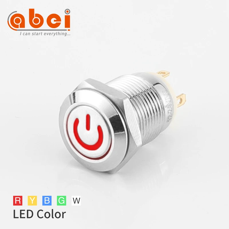 12mm Momentary 1NO Push Button Switch on off switch with power symbol 6V12V