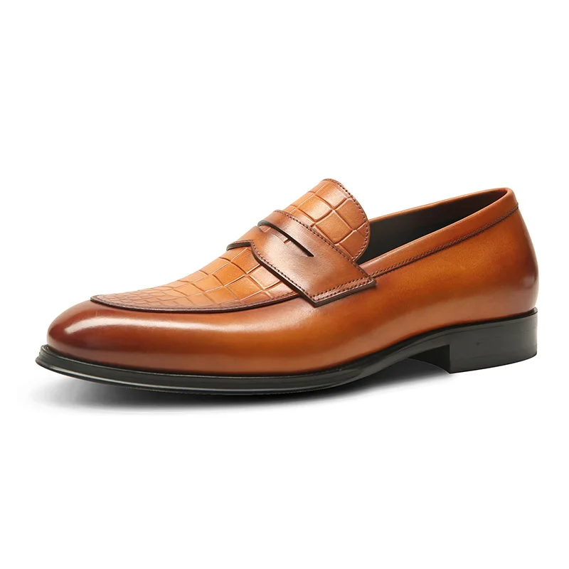 Men British style classic leather casual loafers dress shoes driving shoes used shoes for men