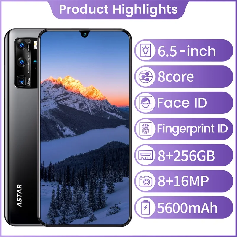 Дропшиппинг Huwei P40 256 ГБ мобильные телефоны 6 5 дюймов изготовленный на заказ капли воды экран смартфон 5600 мАч батарея Android 10 системы
