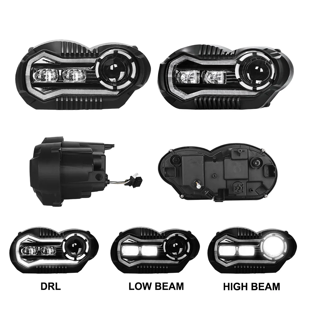Car R1200Gs Projector Led Headlight High/Low Beam With Halo Drl Assembly Kit For Bmw Motorcycle R1200Gs R1200 Gs Adventure