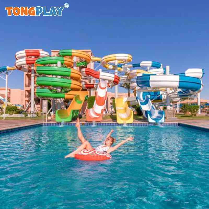Outdoor Large Amusement Park Rides Fiberglass Material Water House Aquatic Play Slide for Sale