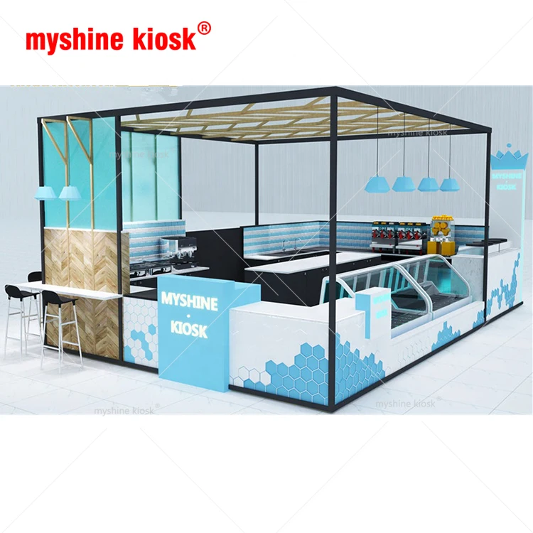Shopping Mall Cute Fast Pizza Kiosk Food Kiosk Design Bubble Tea Kiosk for Mall