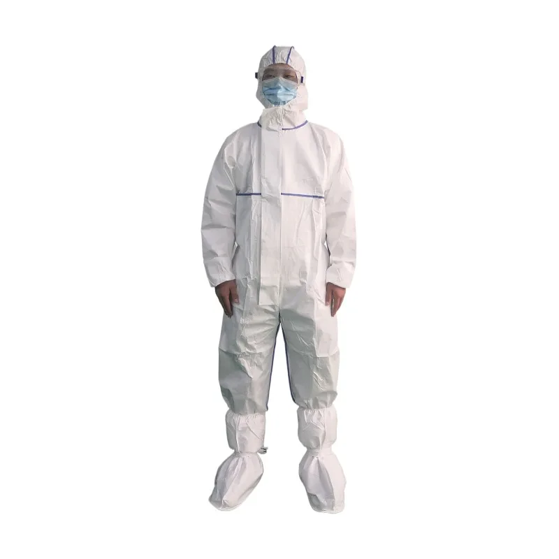 China Shandong Factory Type 5 6 Disposable Coverall Industry Asbestos Protection In Stock PPE Working Coverall