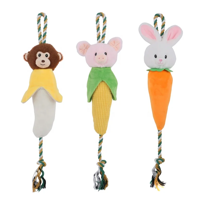 New Design Cute Animal Food Combination Interactive Rope Stuffed Chew Rope Dog Toys