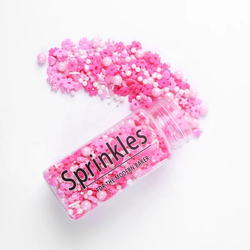Lovebakery Edible Sugar Pearls Star and Flower Edible Sprinkles Sugar Cake Decorations Wholesale for Valentine Cake Decoration