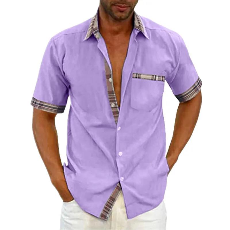 Wholesale man clothes classic collar Mens Short Sleeve Shirt slim fit dress shirts men