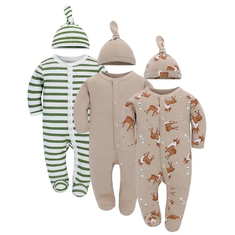 Wholesale baby clothing sets customized 3 pieces pure cotton baby clothing sets cheap jumpsuits boys girls kids jumpsuits