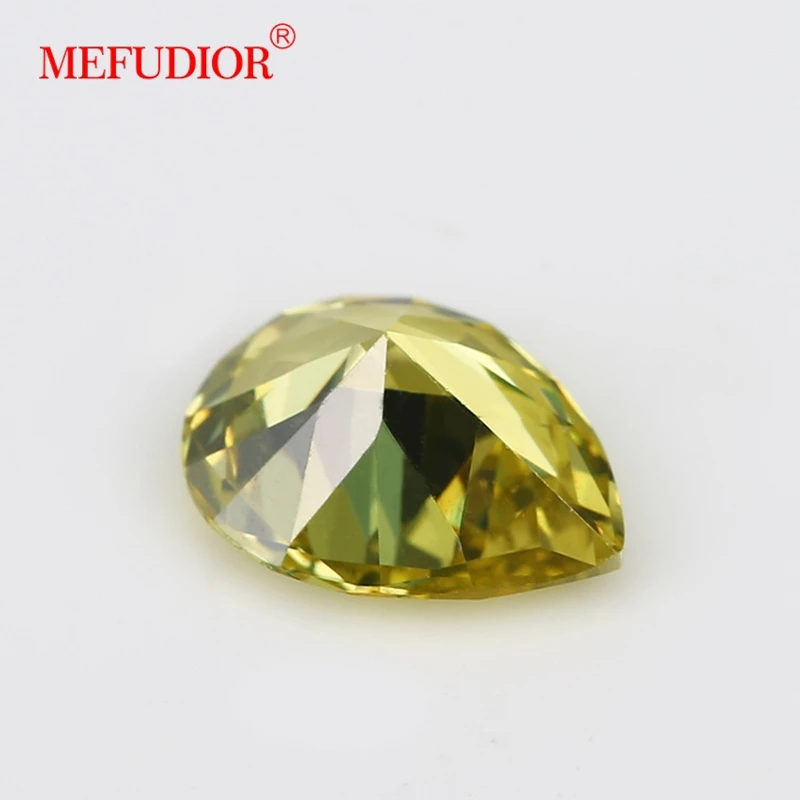 3A-5A water drop pear shape natural olive yellow diamond loose gem cubic zirconia gem wholesale