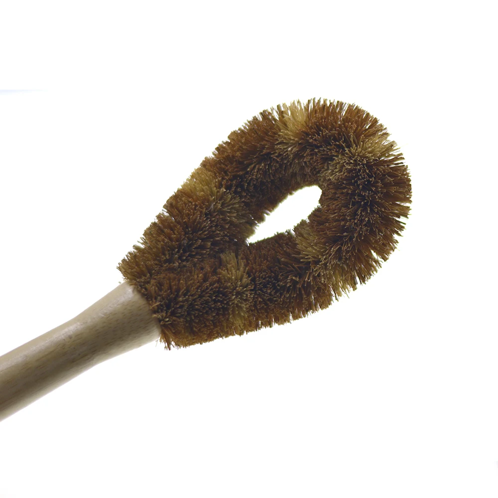 Two Tone Coconut Fiber Bamboo Handle 100% Biodegradable Dish Brush Kitchen Glass Cup Cleaning Tools