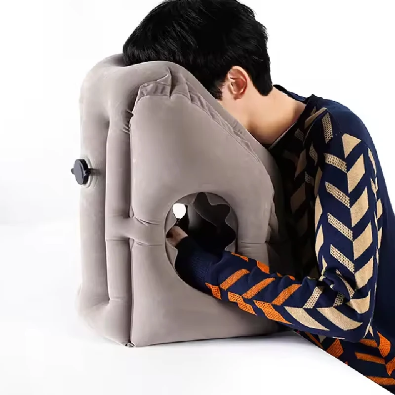 Innovative Design Inflatable Travel Pillow Airplane Patented Atmospheric Valve Inflatable Neck Pillow for Travel sleeping